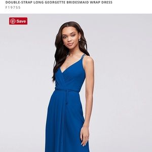 Davids Bridal Horizon Blue Wrap Dress
